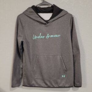 Under Armour Charcoal Hoodie with Mint Script